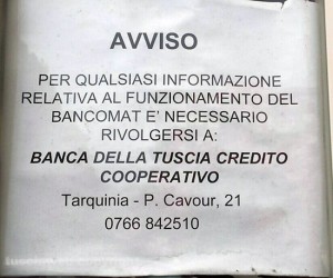 Il bancomat di Tarquinia Lido