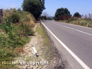 Il tratto di strada in cui è stato ritrovato lo zainetto
