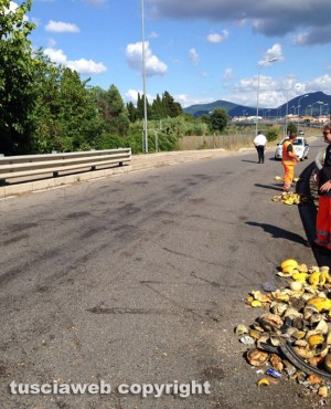 Perdita di carico di frutta sulla Tuscanese