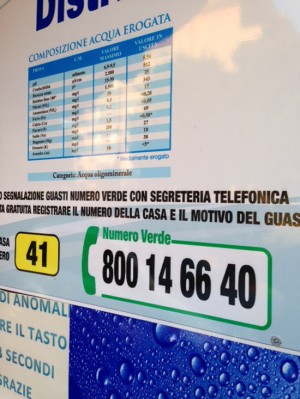 Il numero verde da chiamare in caso di guasti