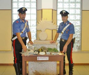 Il materiale sequestrato dai carabinieri