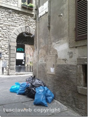 I sacchi d'immondizia in via Piaggiarelle
