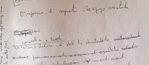 Il foglio scritto a penna da Meroi ed Equitani
