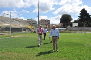 Il sopralluogo allo stadio Rocchi
