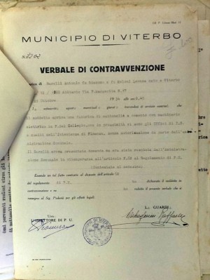 Verbale di contravvenzione della guardia Calcagnini Raffaele contro la ditta Barelli