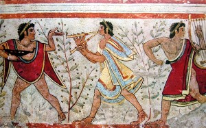 Tarquinia - Etruschi - Affresco della Tomba dei Leopardi