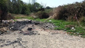 La zona bruciata a Tarquinia