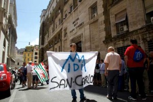 La protesta dei lavoratori del gruppo Idi