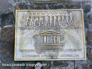 La targa per il riconoscimento Unesco