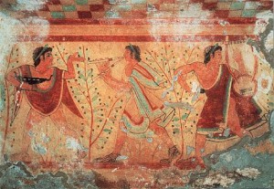 Tarquinia - Etruschi - Affresco della Tomba dei Leopardi