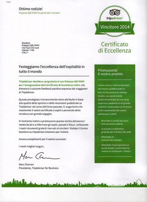 Il certificato di TripAdvisor