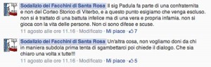 Il post del Sodalizio su Facebook 