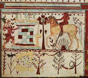 Tarquinia - Etruschi - La tomba dei tori - Agguato di Achille a roilo
