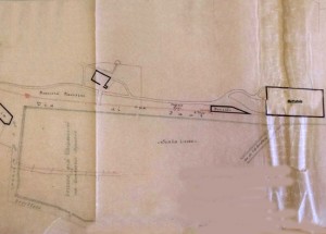 Pianta del geometra Pietro Costa con evidenziata la proprietà di Barelli