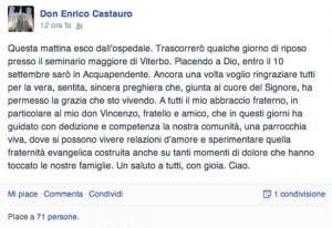 Il messaggio di don Enrico Castauro ai parrocchiani