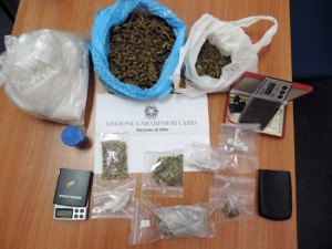 La droga sequestrata dai carabinieri di Orte