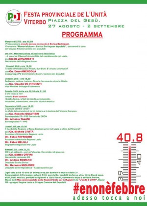 Il programma 2014 della festa dell'Unità