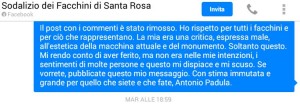 Il messaggio inviato da Padula al Sodalizio
