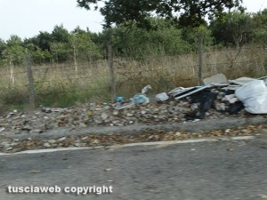 I rifiuti su una strada provinciale del Viterbese