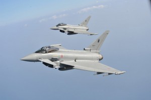 Due caccia Eurofighter dell’Aeronautica come quelli che hanno fatto atterrare il Ginevra-Beirut