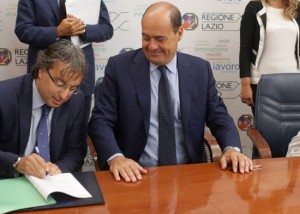 Terre ai giovani, Renna firma il contratto alla presenza di Zingaretti