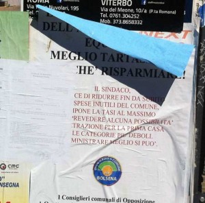 Bolsena - Il manifesto dell'opposizione coperto