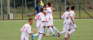 Petricca (Real Monterosi) esulta
