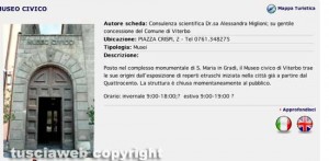 Viterbo - Museo civico - Il sito del comune che segnala ancora la chiusura