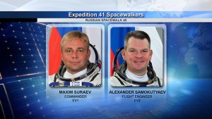 Gli astronauti russi Max Suraev e Alexander Samokutyaev