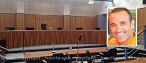 Il tribunale di Viterbo; nel riquadro: Elio Marchetti