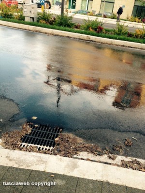 Viterbo - Acqua sorgiva dall'asfalto in via Genova