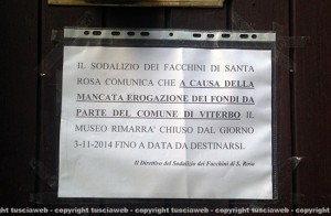 L'avviso affisso al museo del Sodalizio