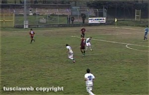 Un'azione del match della Flaminia contro Foligno