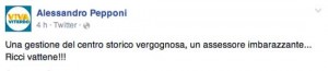 Il post su Facebook di Alessandro Pepponi