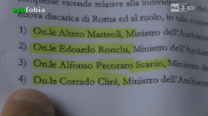 La lista di testimoni esibita da Castri, durante la puntata di "Blob"
