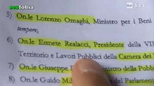 La lista di testimoni esibita da Castri, durante la puntata di "Blob"