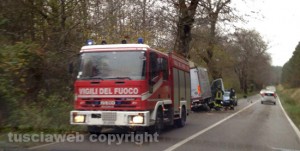 Il furgone fuori strada sulla Cimina