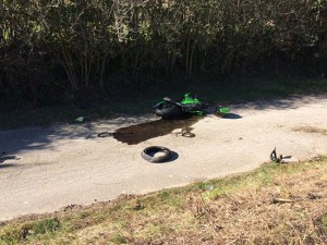 Incidente sulla Umbro-Casentinese, la moto a terra