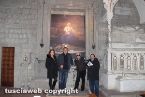 Viterbo - Basilica San Francesco – La Pietà di Sebastiano del Piombo torna a casa - Silvio Cappelli con la moglie Simonetta, Carlo Galeotti e padre Vittorio Trani