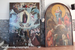 Alcune delle opere della mostra La presentazione della mostra "Immagini della Vergine"