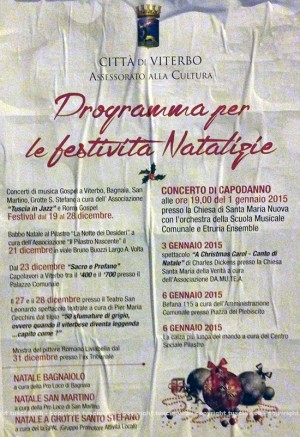 Il manifesto con il programma natalizio del Comune