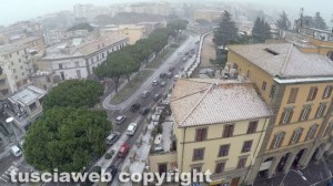 Viterbo - Neve nella zona di piazza della Rocca vista col drone