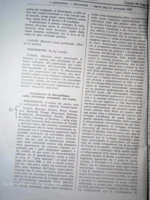 Il documento della Camera dei deputati sulla Traversale del 1968