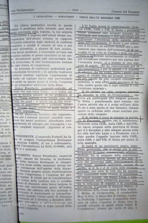 Il documento della Camera dei deputati sulla Traversale del 1968