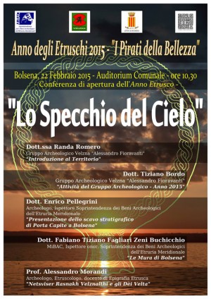 La locandina della conferenza in programma a Bolsena sull'anno degli Etruschi