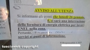 Viterbo - Inps chiusa per mancanza di corrente 