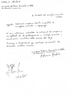 La lettera del consigliere De Domincis con cui si riduce il compenso