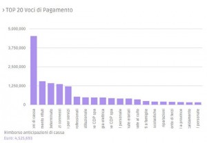 Il grafico con le spese del comune di Vetralla