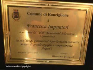 Francesca Imperatori compie cento anni