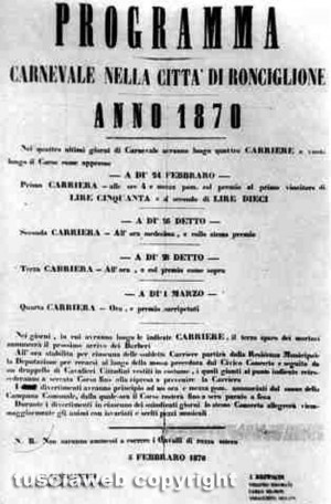 Ronciglione - Un voltantino del Carnevale del 1870